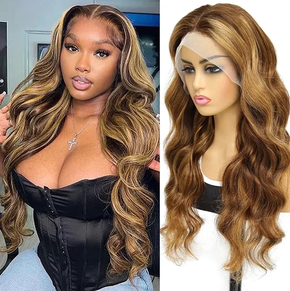 Ombre Highlight Body Wave Hair Wig Human Hair 20 Inches 150% Density - Picture 1 of 4